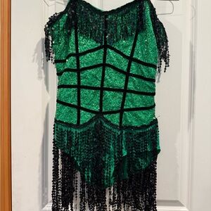 Wish Green and Black Beaded Dance Costume